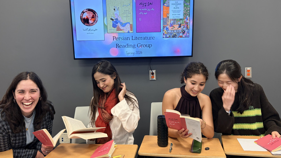 students reading